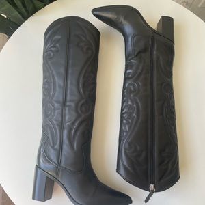 Maryana leather block heel western boots